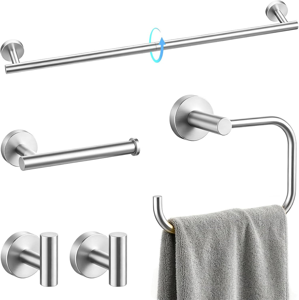 STWWO 5-Piece Brushed Nickel Bathroom Accessories Towel Racks for Bathroom