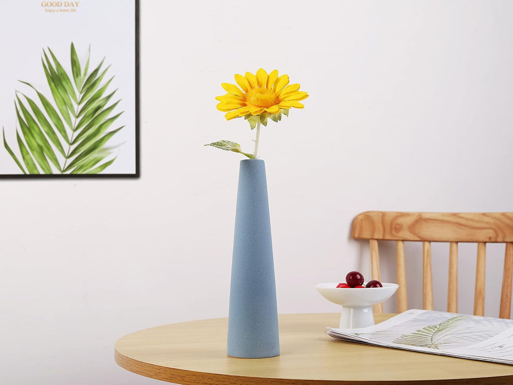 Ceramic Vase, Modern Home Decor Ceramic Vases, Frosted Porcelain vase, Grey Minimalist vases,Living Room Decoration，Ideal Shelf, Best Decoration. (Blue)