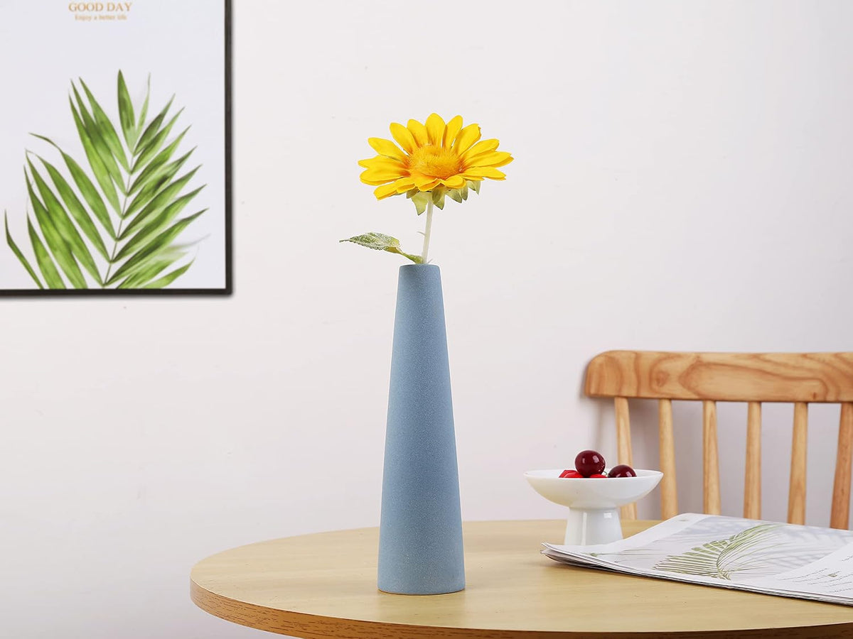 Ceramic Vase, Modern Home Decor Ceramic Vases, Frosted Porcelain vase, Grey Minimalist vases,Living Room Decoration，Ideal Shelf, Best Decoration. (Blue)
