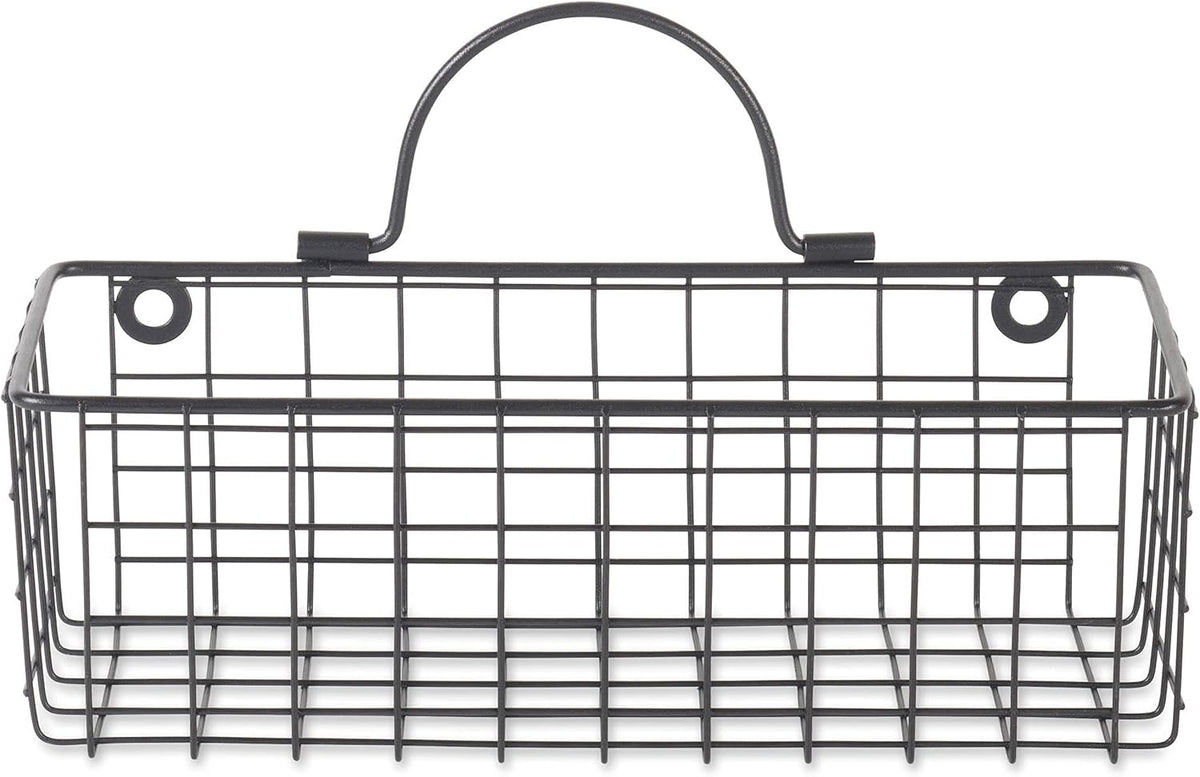 DII Farmhouse Vintage Décor, Wire Wall Basket, Assorted, Black, 2 Piece (Pack of 2)
