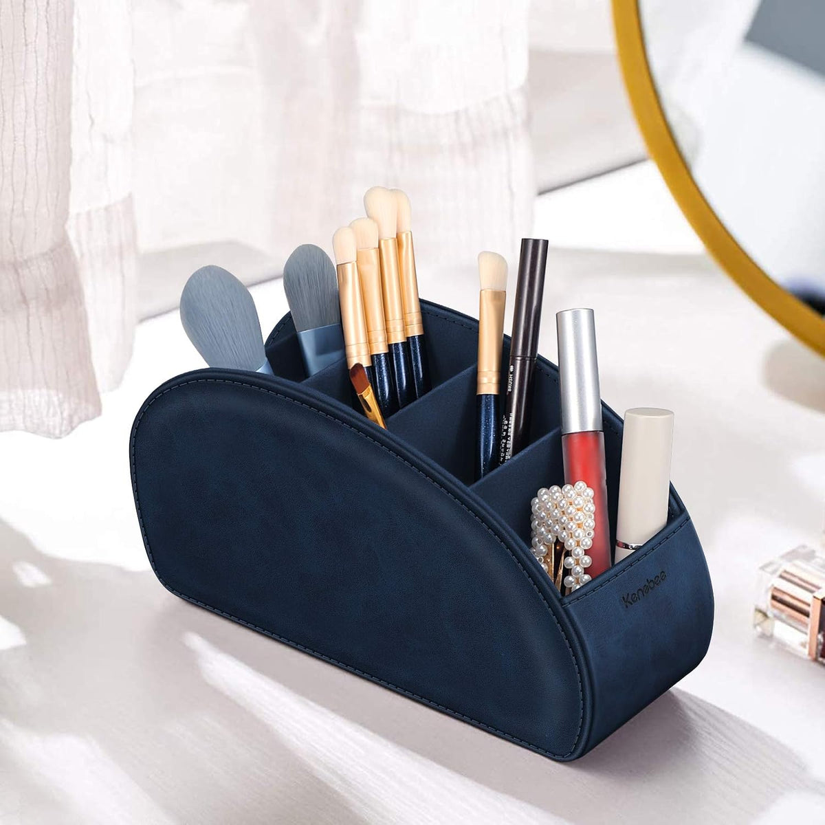 KENOBEE Remote Control Holder with 5 Compartments, Blue