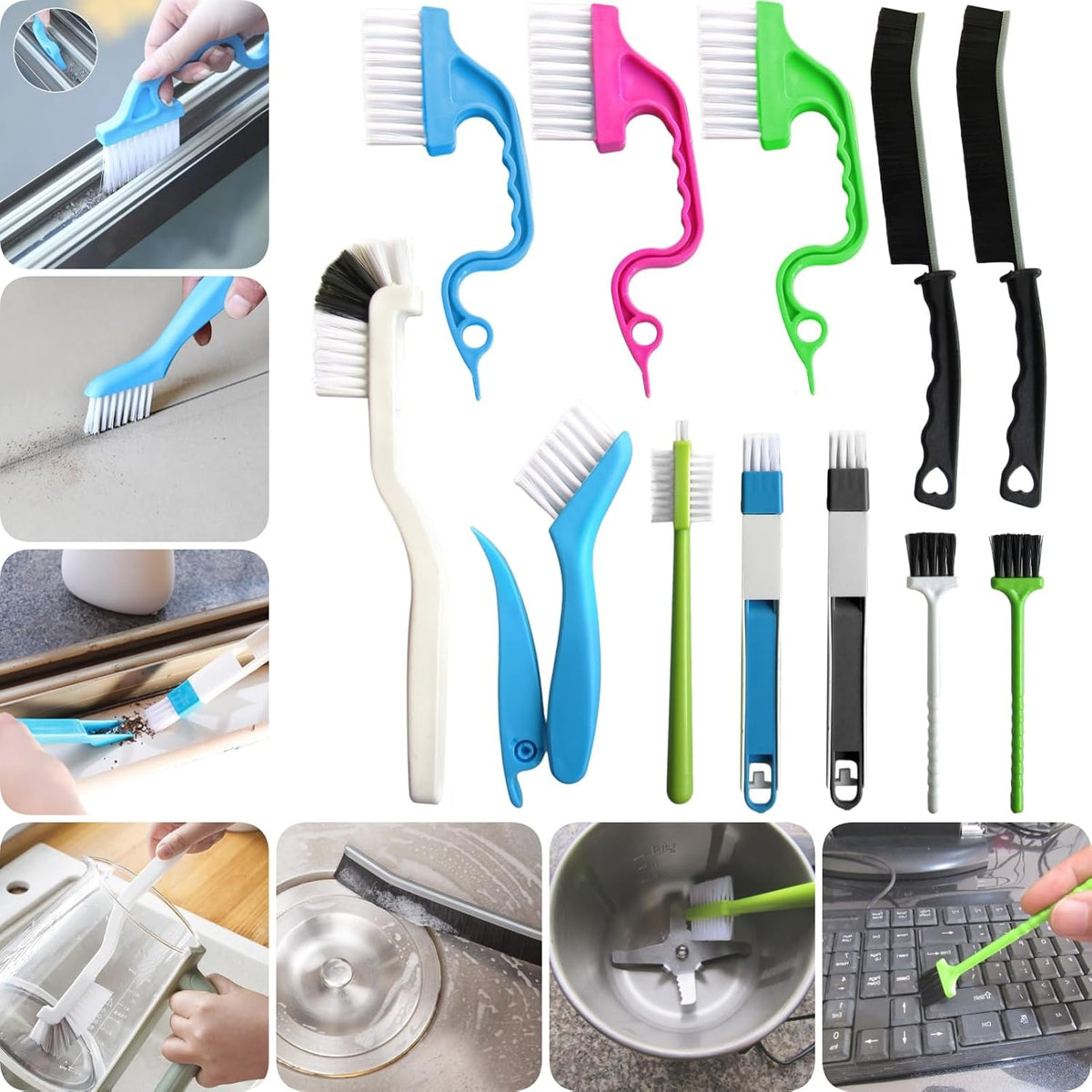 Crevice Cleaning Brush Set,Small Groove Cleaner Tools,12Pcs