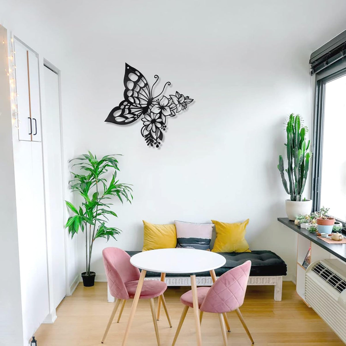 Butterfly Decoration Black Wall Art Boho Hanging Flower Wall Home Decor
