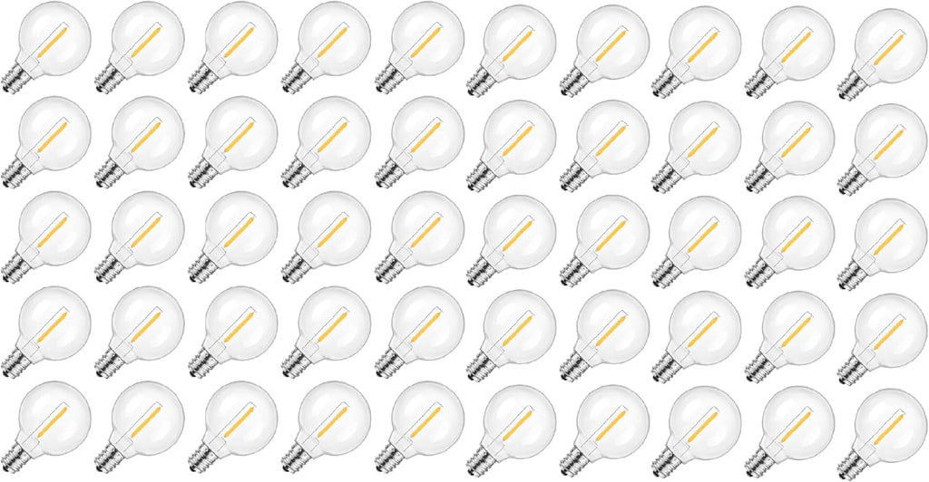 Mlambert 50 Pack G40 LED Replacement String Light Bulbs, E12 Base, 1W,2700K