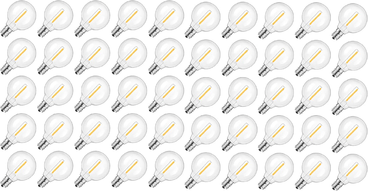 Mlambert 50 Pack G40 LED Replacement String Light Bulbs, E12 Base, 1W,2700K