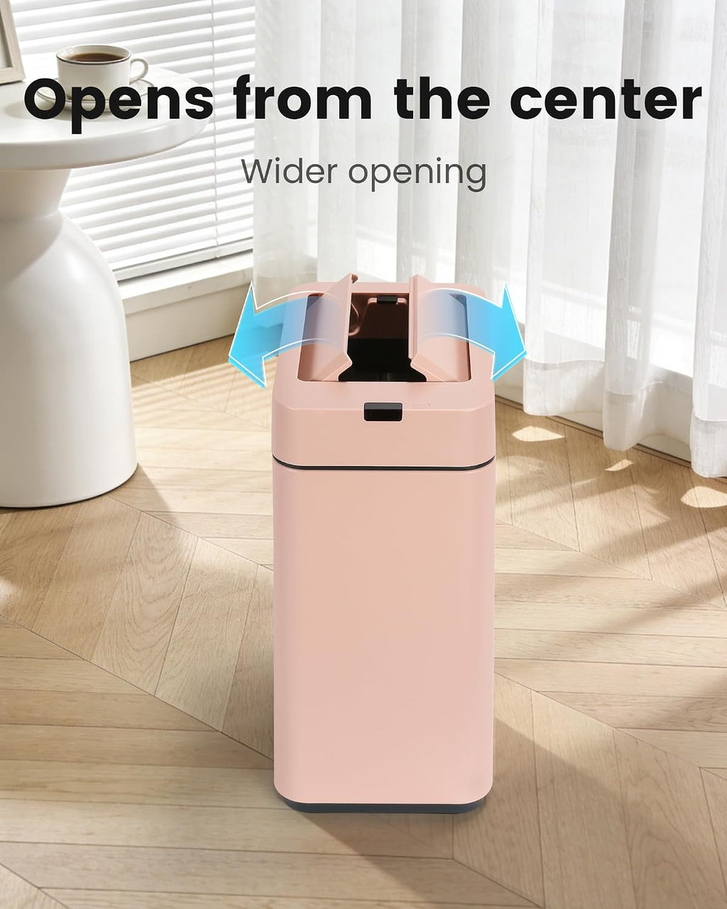 ELPHECO Slim Bathroom Trash Can with Lid 2.6 Gallon Smart Trash Can Pink