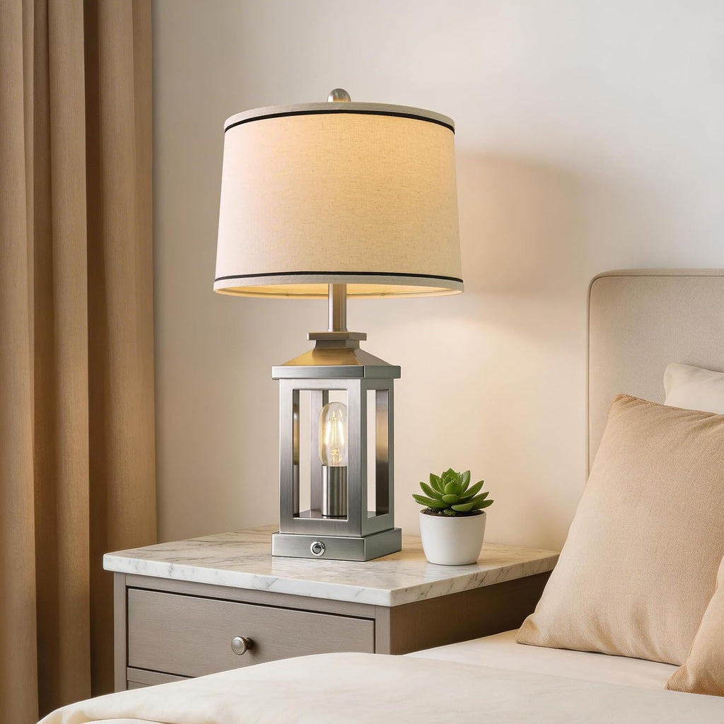 Modern Table Lamps Set of 2 for Living Room 23.75" Bedroom Nightstand Lamps