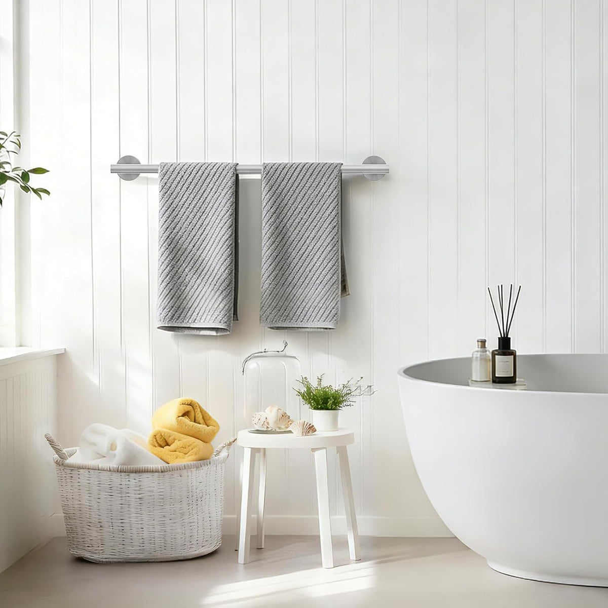 Brushed Nickel Towel Bar, 24 Inch Towel Rack for Bathroom Wall-Mounted