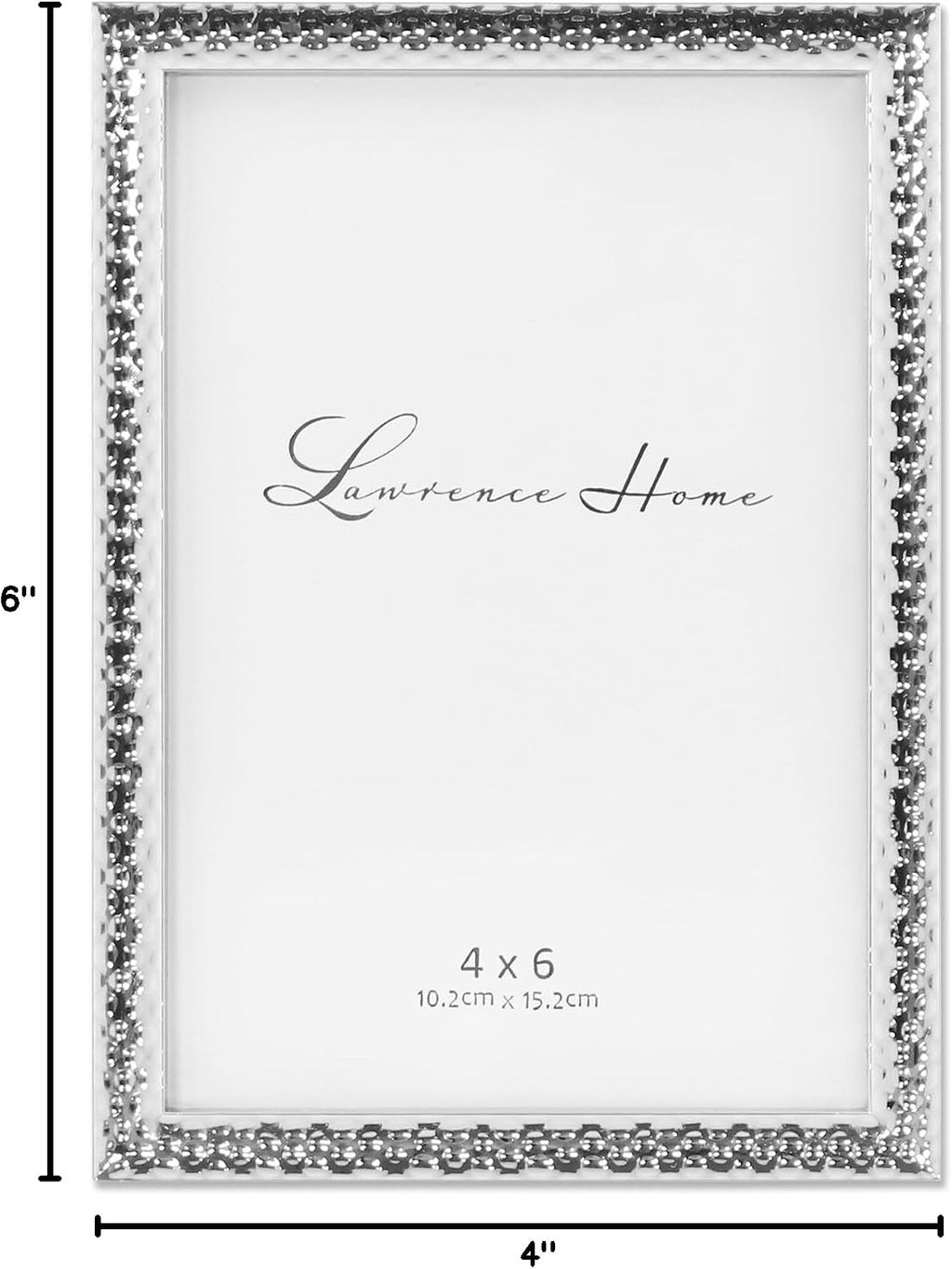 Lawrence Frames Metal Picture Frame with Hammer Effect, 4x6, Silver