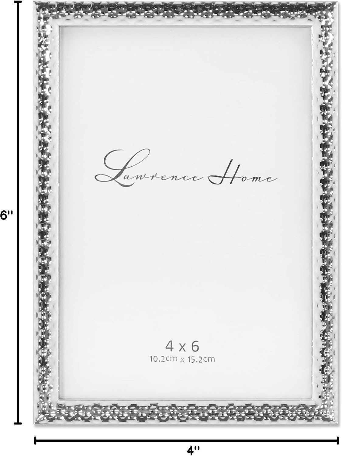 Lawrence Frames Metal Picture Frame with Hammer Effect, 4x6, Silver
