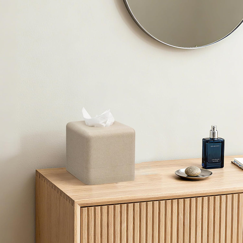 YMXYJM Resin Tissue Box Cover, Modern Square Holder, Beige