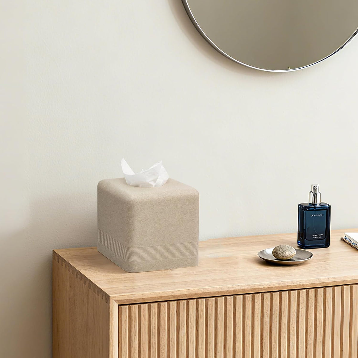 YMXYJM Resin Tissue Box Cover, Modern Square Holder, Beige