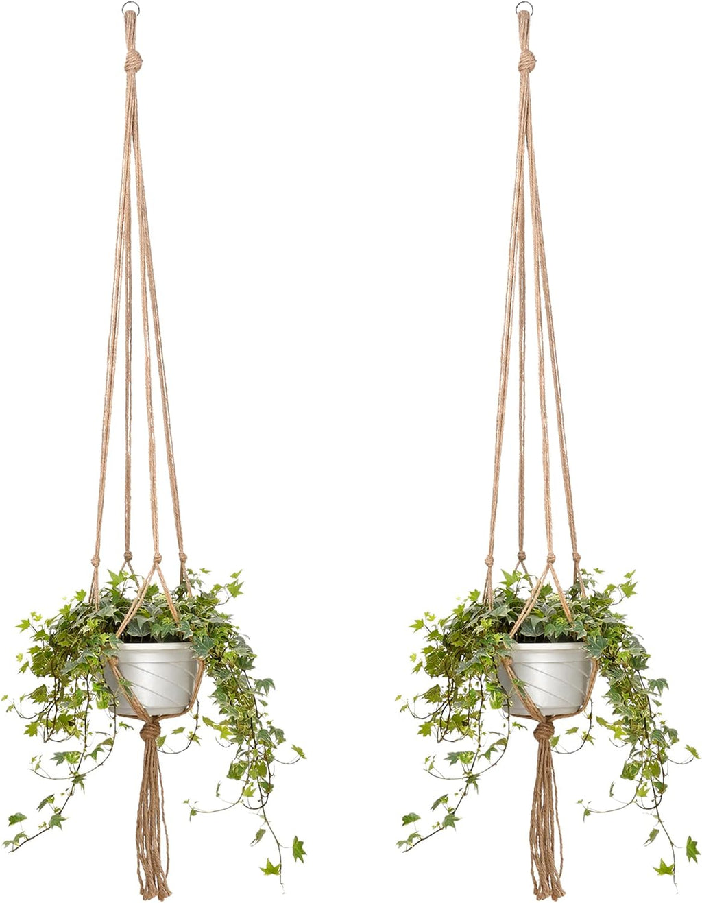 EBOOT 2 Pack 48 Inch Macrame Plant Hanger, Linen Color, 4 Legs