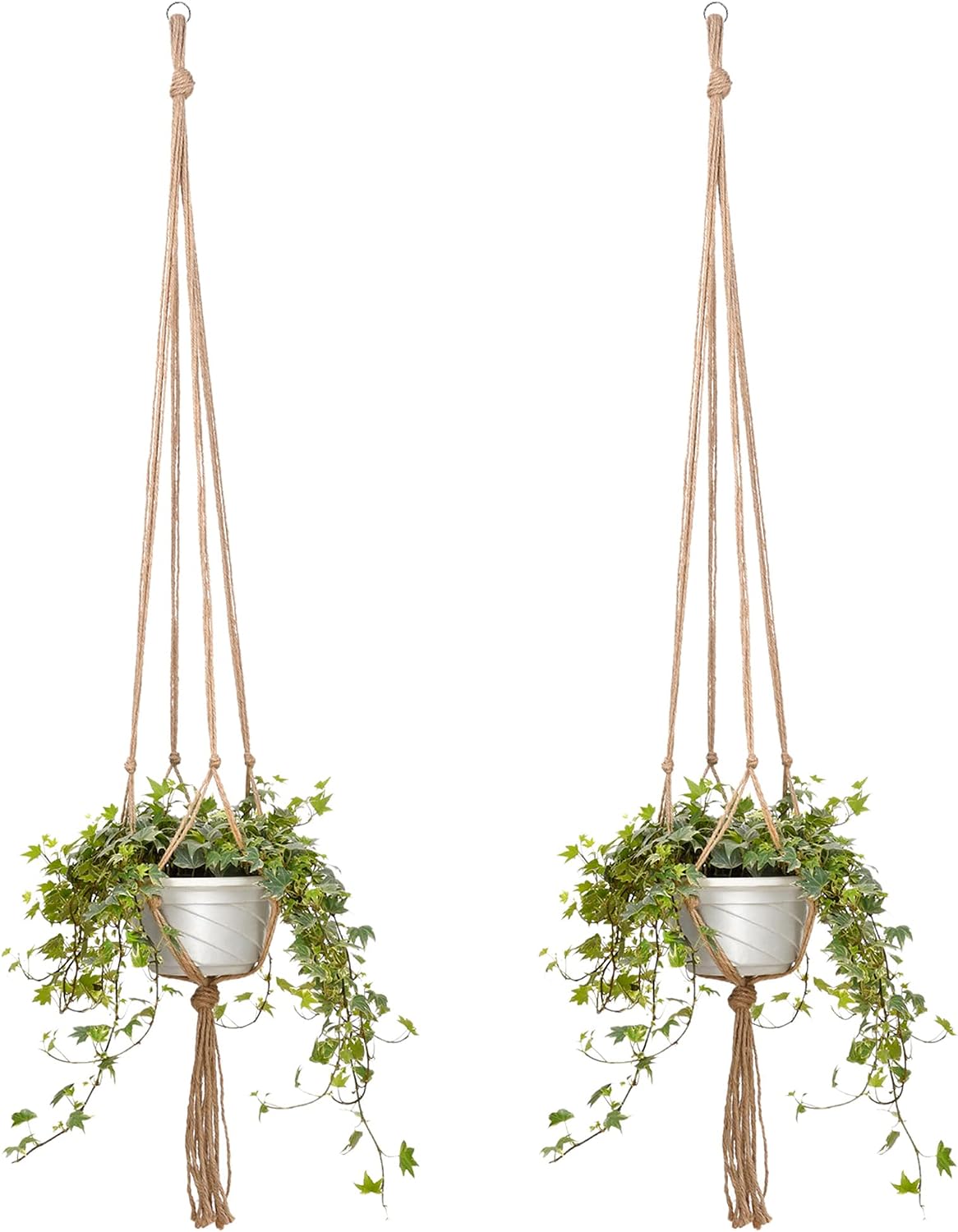 EBOOT 2 Pack 48 Inch Macrame Plant Hanger, Linen Color, 4 Legs