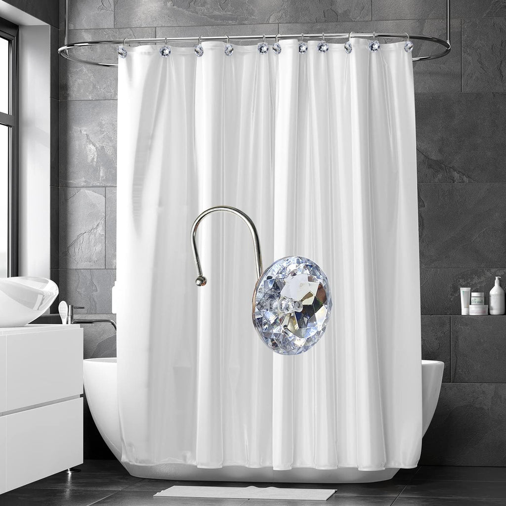 Romantic Angels 12PCS Shower Curtain Hooks Rings for Bathroom, Stainless Steel Rust Resistant Decorative Rhinestones Shower Curtain Hooks for Shower Curtains and Shower Rod (Silver)