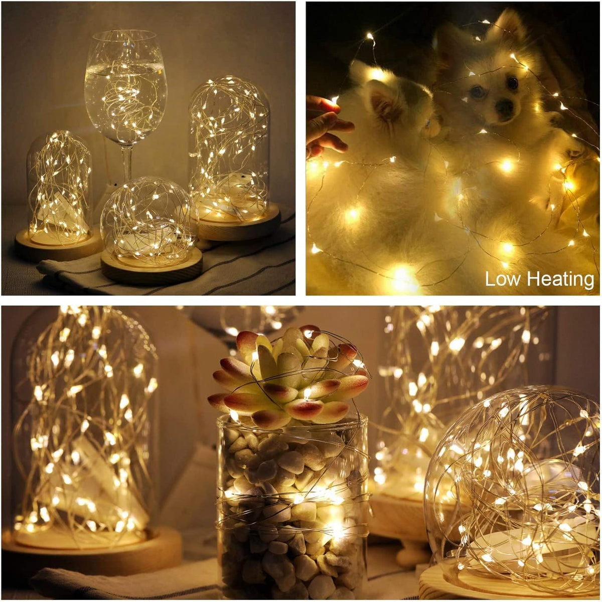 10 Pack Fairy Lights Battery Operated - 7ft 20 LED Twinkle Lights Copper Wire Mini String Lights Firefly Lights for Mason Jars DIY Crafts Christmas Centerpiece Table Decor, Warm White & Cool White