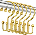 CHICTIE Gold Shower Curtain Hooks, Double Shower Curtain Rings, Stainless Steel Shower Curtain Hooks Rings Rust Proof, Anti-Drop Shower Hooks Hangers for Shower Curtain Rods Bathroom (12 Pack)