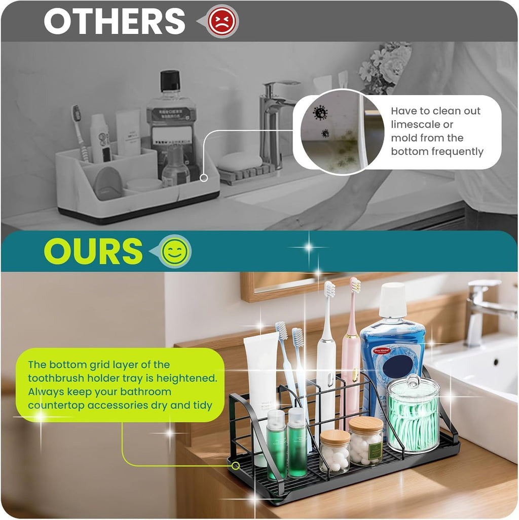 Bathroom Toothbrush Holder with 2 Pcs Qtip Holder Dispenser, StainlessSteel