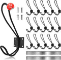 Hajoyful Rustic Entryway Hooks-16 Pack Farmhouse Hooks with Metal Screws Included, Black Decorative Wall Mounted Rustic Coat Hooks Rack, Double Vintage Organizer Hanging Wire Hook Clothes Hanger