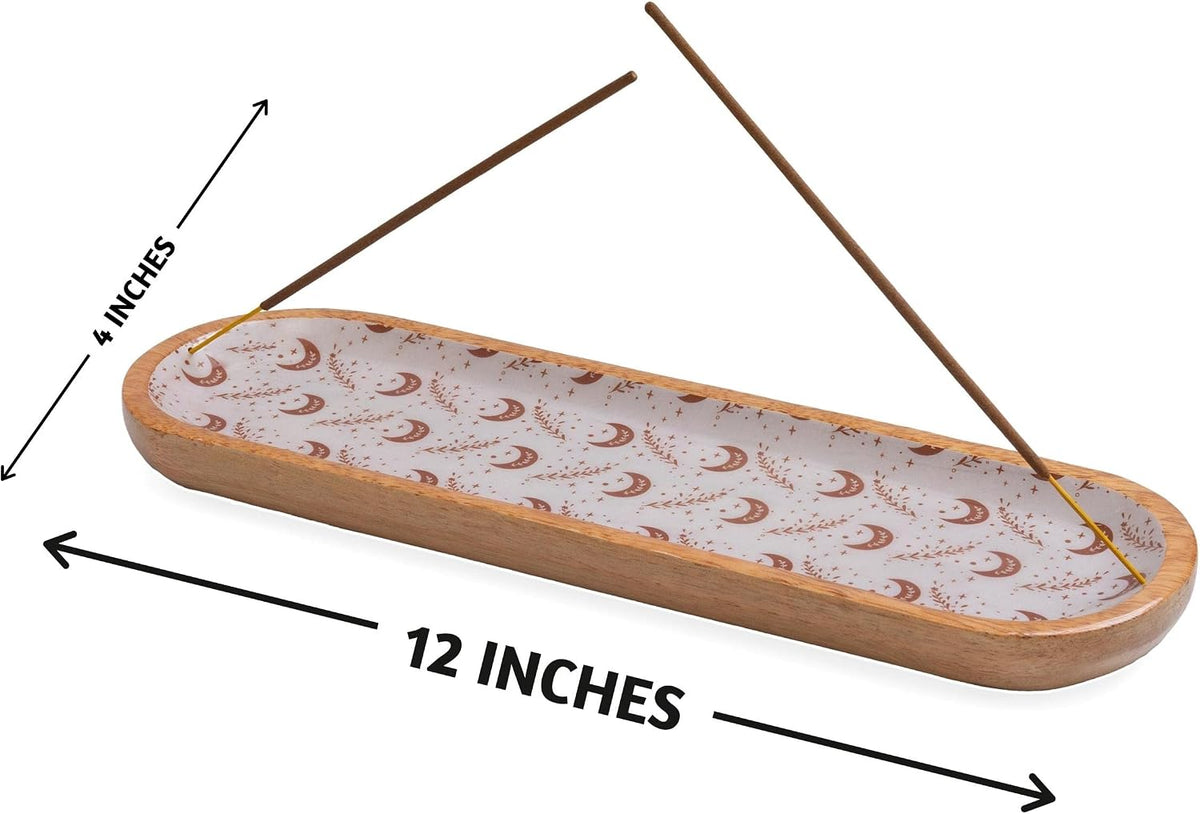 Folkulture Incense Holder or Incense Burner, Modern Incense Holder for Sticks, Insence-Stick Holder, Ash Catcher or Insense Stick Holder, Wooden Incense Tray for Sticks, Mango Wood Trough, Moonshine
