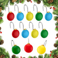 Thyle 12 Pcs Christmas Ball Shower Curtain Hooks, Christmas Ball Ornament Decorative Rings Xmas Shower Curtain Hooks Holiday Decorative for Bathroom Accessories