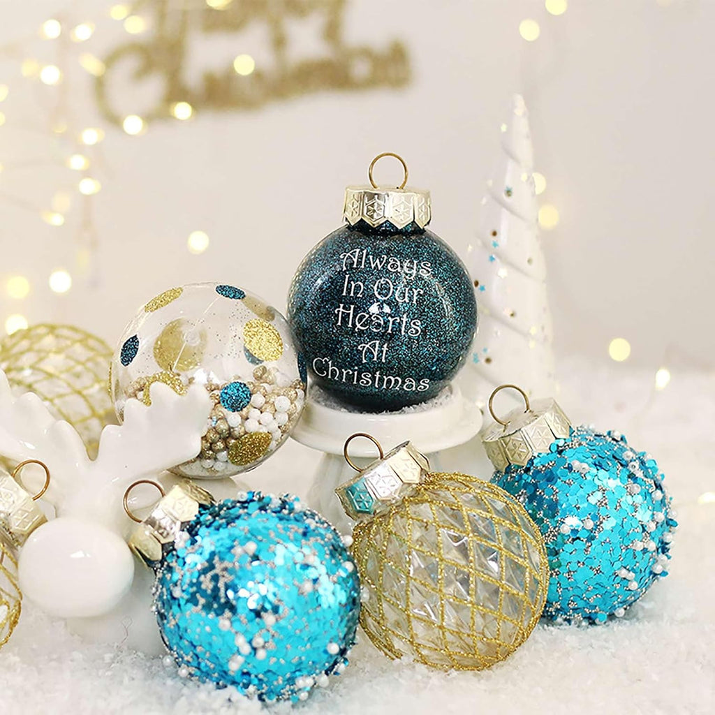 2.36"/60mm Christmas Ornaments Set, 25 PCS Shatterproof Christmas Tree Decor Set, Hanging Plastic Xmas Balls for Home, Holiday, Wedding, Xmas Hanging Decortions (Bule Gold)