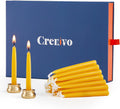 Crenovo 20 Minute Beeswax Meditation Candles with Brass Holder, 60 Pack