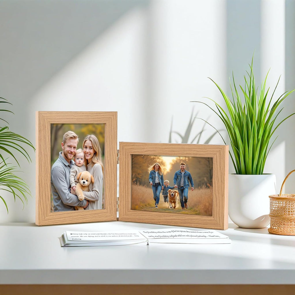 5x7 Double Hinged Picture Frame with Real Glass, PS04-WGD7