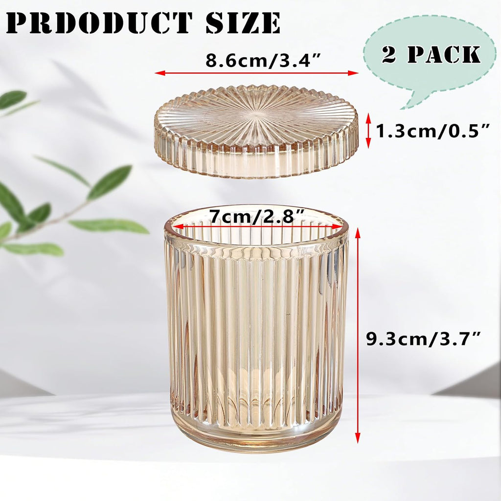 Hipiwe Glass Apothecary Jars with Lid 2Pcs Cotton Ball and Swab Organizer