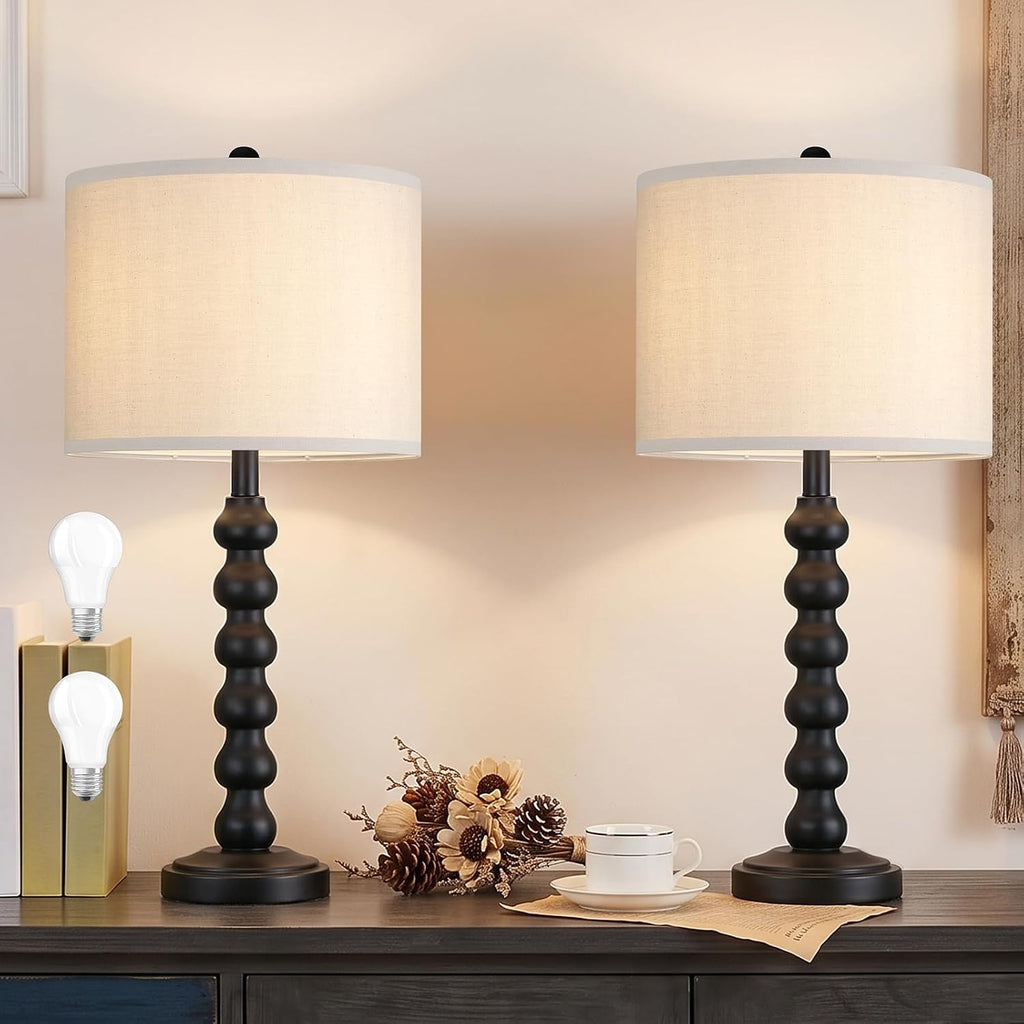 Lovlast 27" Farmhouse Modern Black Table Lamps for Living Room Bedroom