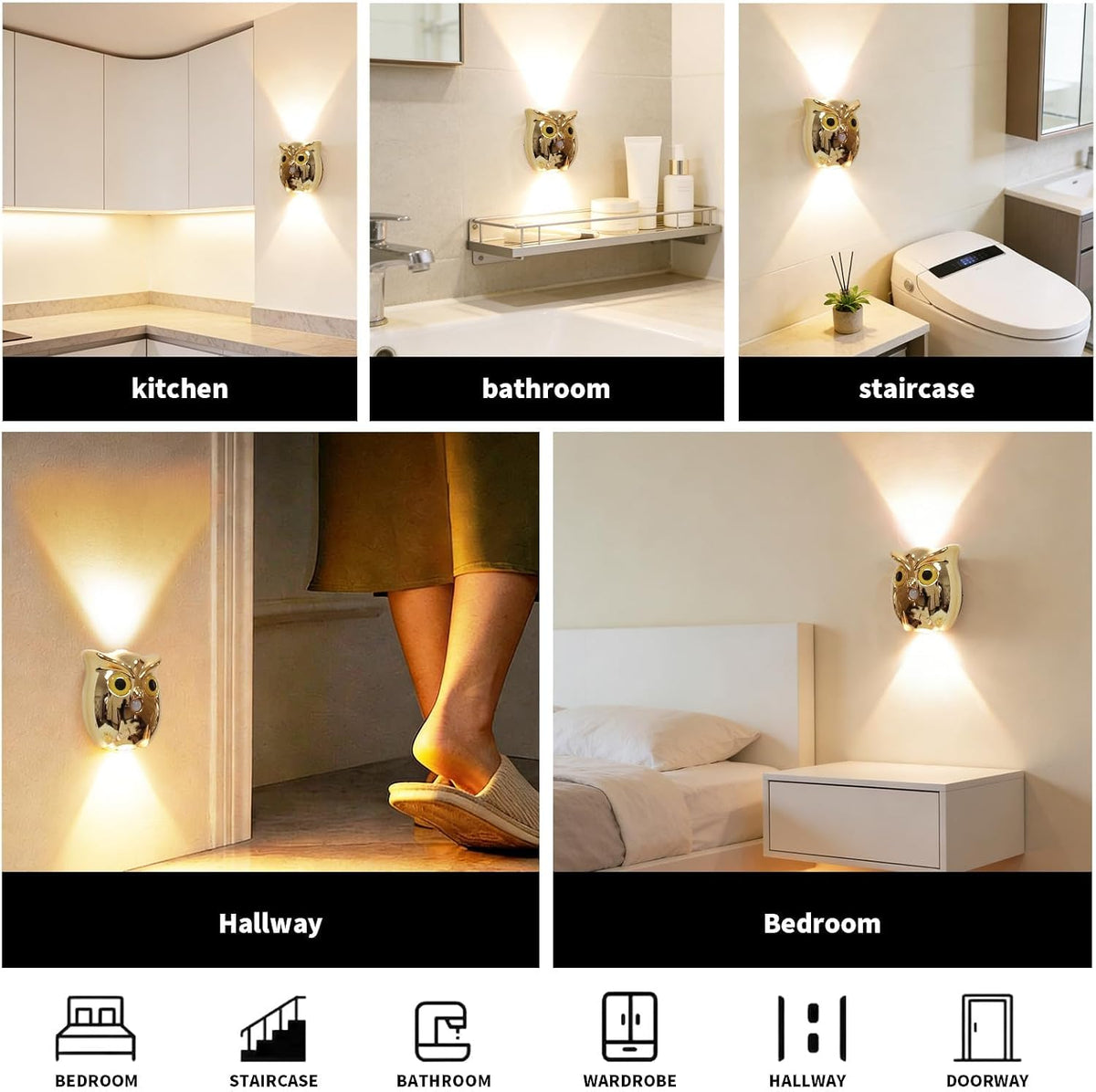 Motion Sensor Wall Light: Cute Rechargeable Lights 2 Pack