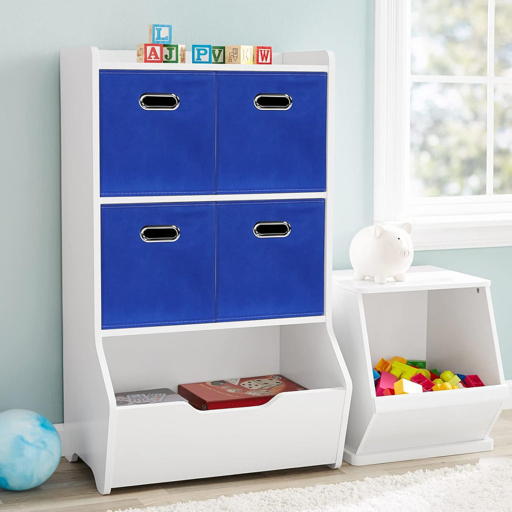 Fabric Cubby Storage Bins,13x13x13 Inches,Cube Organizer Bin Foldable Storage Boxes with Dual Handles Fabric Organizer Box and collapsible Storage basket,Set of 8,Dark Blue