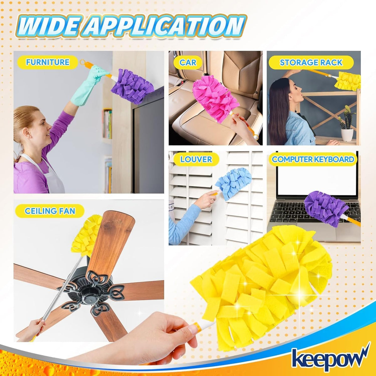 KEEPOW 12 Pack Refills Compatible with Swiffer Ext Handle, 360 Heavy Duty
