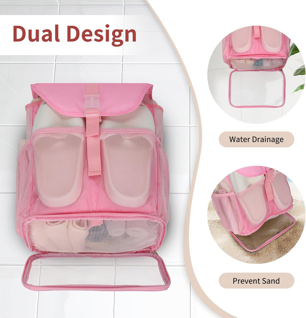 Hanging Mesh Shower Caddy Portable for College Dorm Room Essentials Pink
