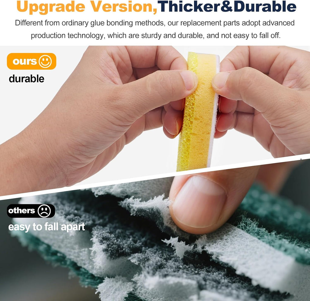 Packs Refill Heads Compatible with Dish Daddy, Non-Scratch Wand Refill Sponge Heads Compatible with Scrub Daddy, Upgrade Much Thicker and Durable (6)