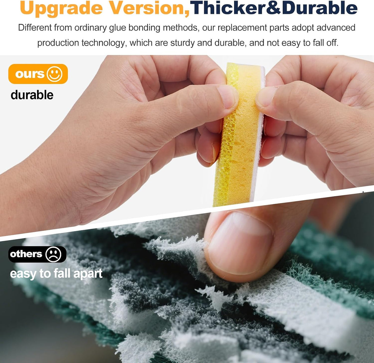 Packs Refill Heads Compatible with Dish Daddy, Non-Scratch Wand Refill Sponge Heads Compatible with Scrub Daddy, Upgrade Much Thicker and Durable (6)