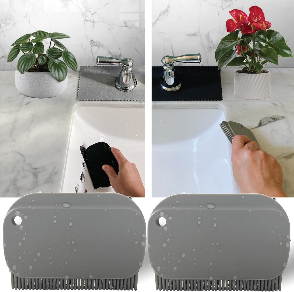 Sink Countertop Silicone Squeegee Brush, Aha Homeware Small Squeegee Brush Cleans Wet and Dry Spills, Mini Silicone Squeegee Brush for Bathroom Sink Kitchen Sink (Gray & Gray)