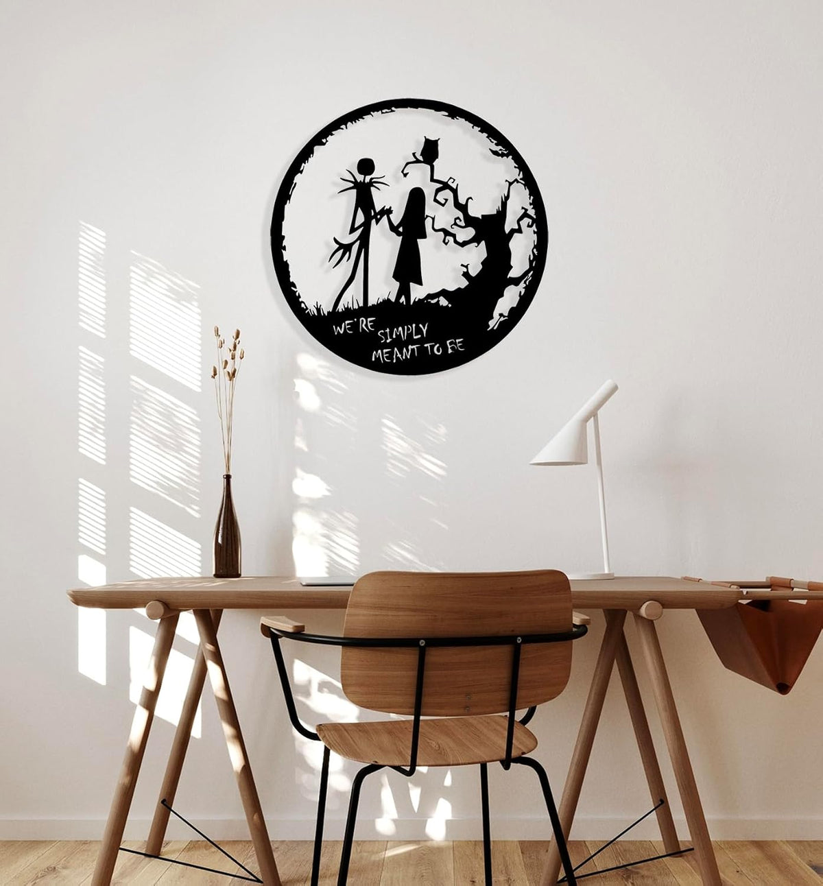 Benziso Nightmare Before Christmas Decor Halloween Decorations Christmas Metal Wall Art Valentine's Day Decorations Jack Wall Hanging Sign for Indoor Outdoor (Black 13in x13in)