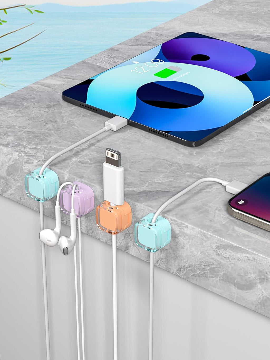 Magnetic Cable Clips, Cute Desk Charger Cord Holder
