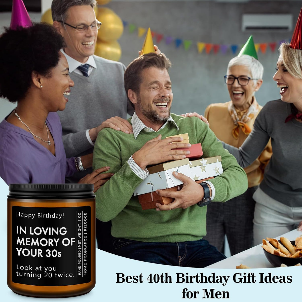 40th Birthday Gifts for Women Men, 1986 Birthday Scented Candle