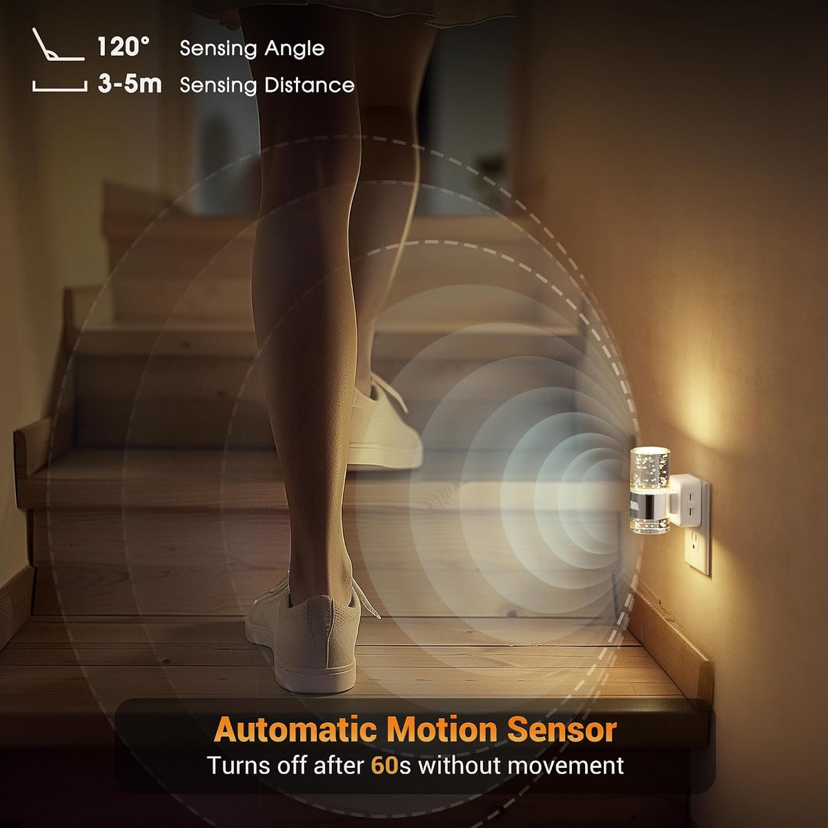 JandCase Motion Sensor Night Light, Dimmable Night Lights Plug Into Wall