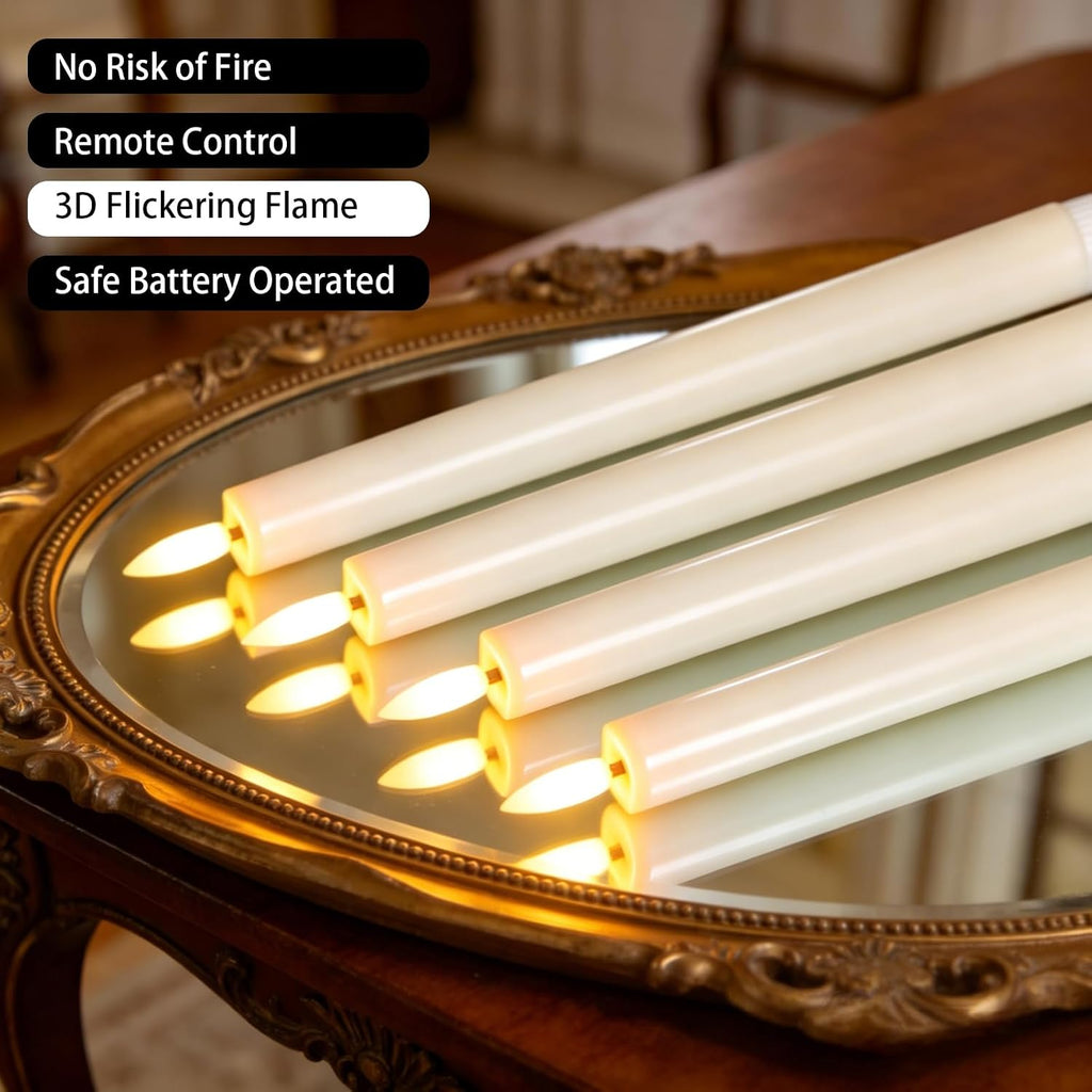 Wondise 2 Pack Flameless Taper Candles with Remote Timer