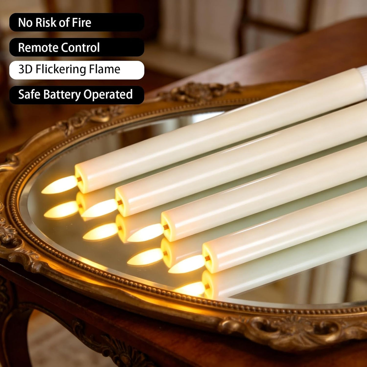 Wondise 2 Pack Flameless Taper Candles with Remote Timer