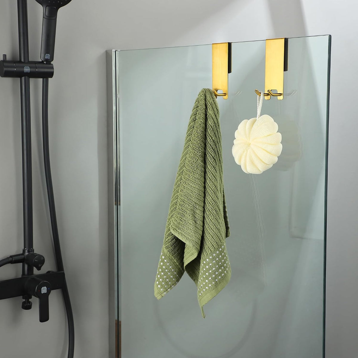 Taozun Shower Door Hooks, Gold Towel Hooks for Frameless Glass Door, 2 Pack