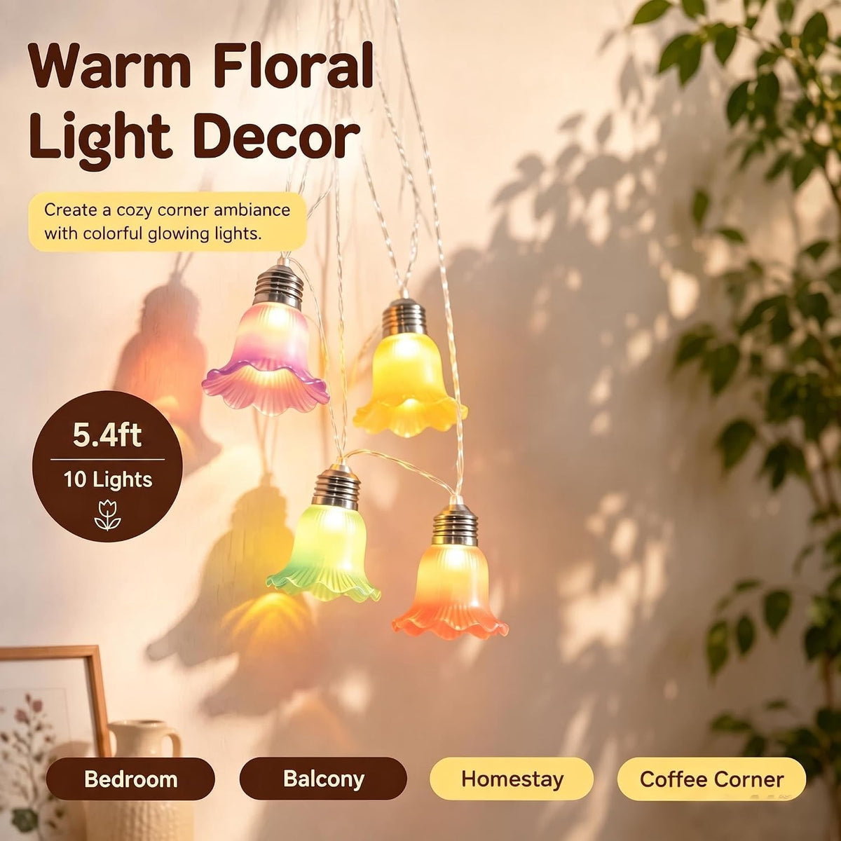 10 LED Colorful Decorative String Lights Flower Fairy Lights for Indoor