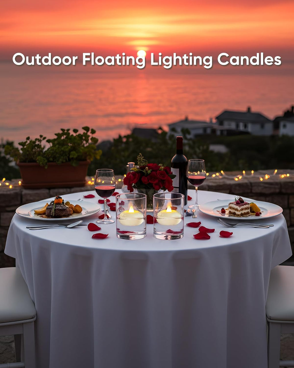 2" Flameless LED Floating Candles, White Waterproof Tealights, 24Pack
