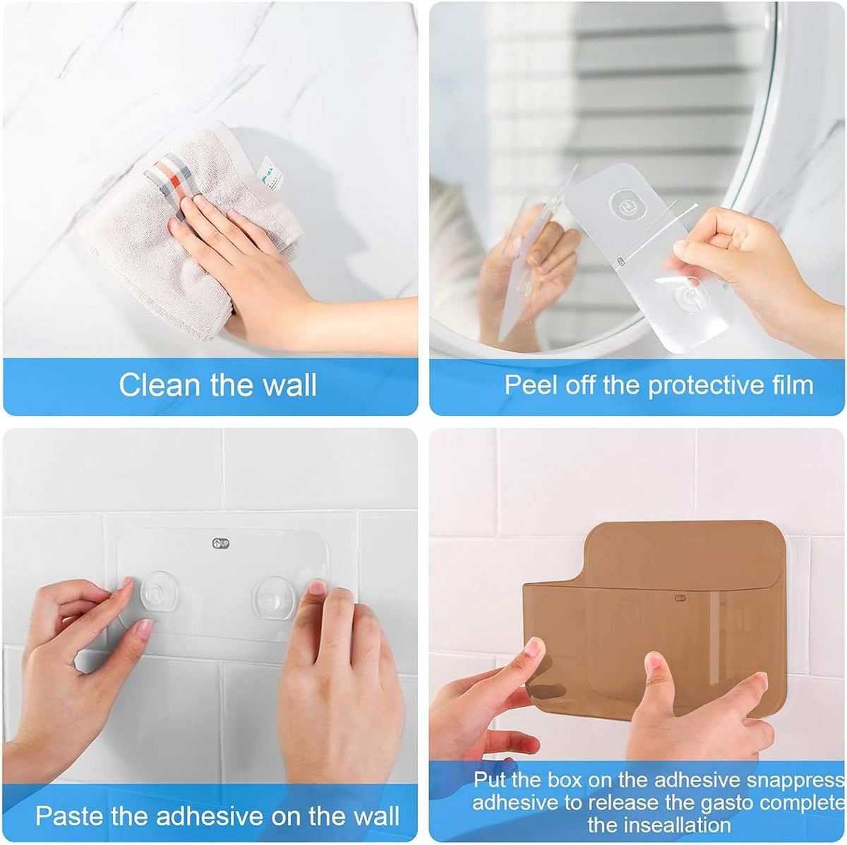 CGBE 2-Pack Cabinet Door Organizer, Self Adhesive Bathroom Shelves, Amber