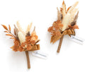 Ling's moment Boutonniere for Men, 2pcs, Rust Boho Terracotta