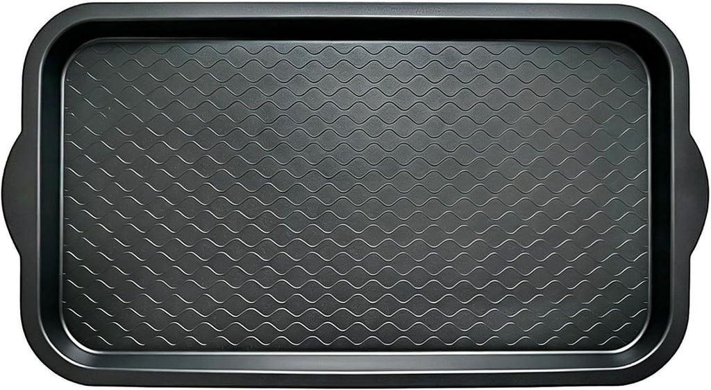 PetLike Boot Tray for Entryway, Pet Food Mat, Waterproof Rubber Shoe Mat for Indoor and Outdoor, Multi-Purpose Tray for Boots, Shoes, Pets, Garden (Black, 1PACK 29.5X16 INCH)