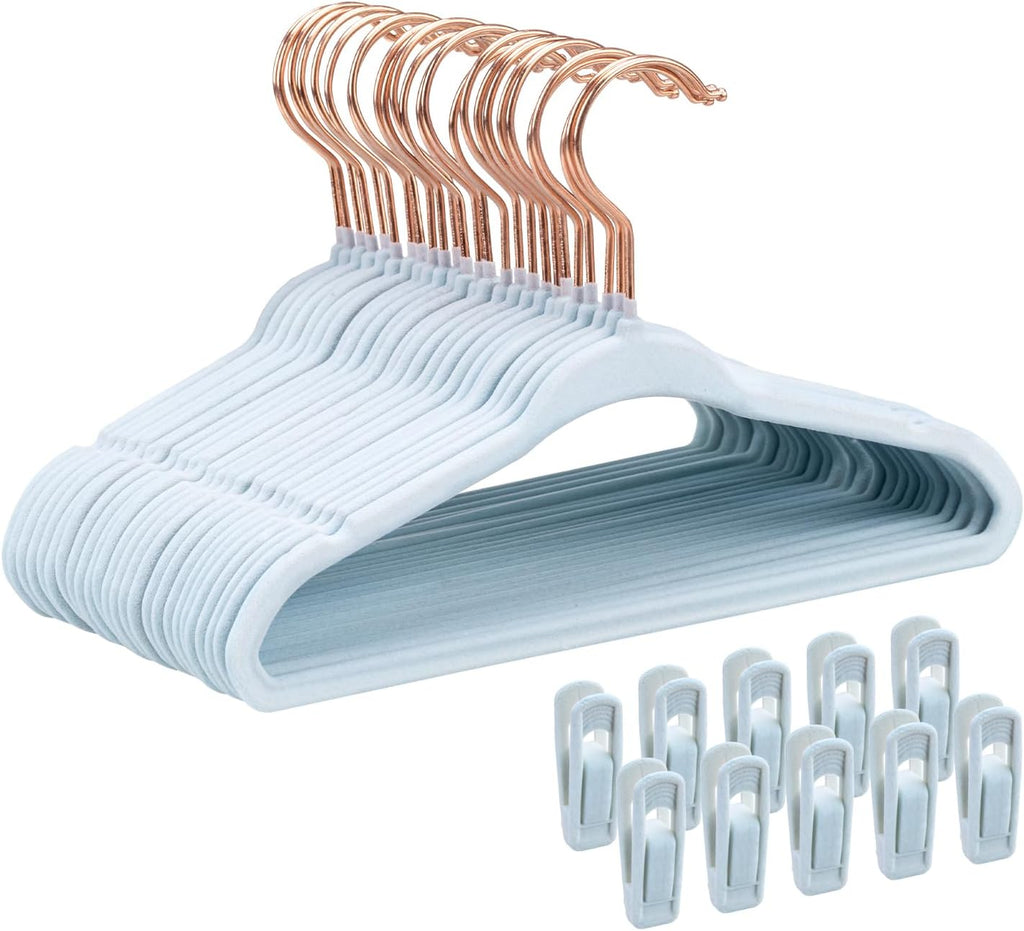 Tonswachic Baby Closet Hanger, Infant&Toddler Felt Hanger,11", Blue,30 Pack